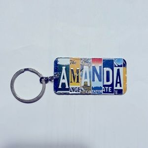 Multi-State License Plate Name Charm Keychain:AMANDA